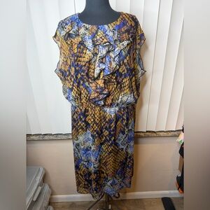 Soho Apparel Multicolor Ruffle Top Sleeveless Midi Dress Size 22W